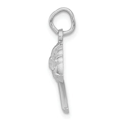 14K White Gold Fire Department Charm with Polished Finish for Men