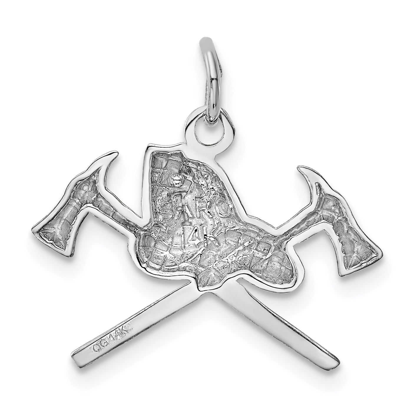 14K White Gold Fire Department Charm with Polished Finish for Men