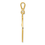 14K Gold RN Pendant with Polished Finish and Textured Back