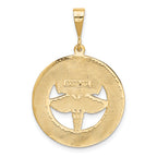 14K Gold RN Pendant with Polished Finish and Textured Back