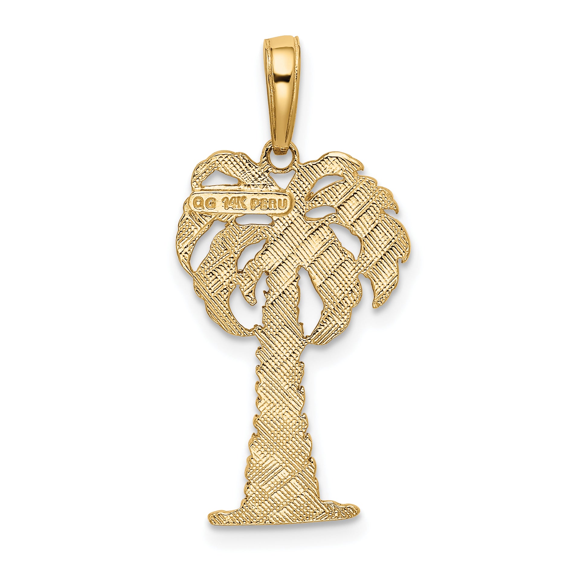14K Gold Palm Tree Pendant for Men  Solid Casted Design, 27mm
