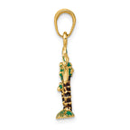 14K Gold 3D Enamel Palm Trees Pendant with Green and Brown Accents