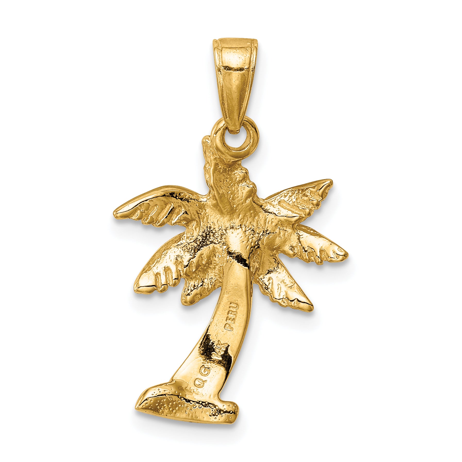 14K Gold Men's Palm Tree Pendant with Solid Cast Design  Elegant and Durable