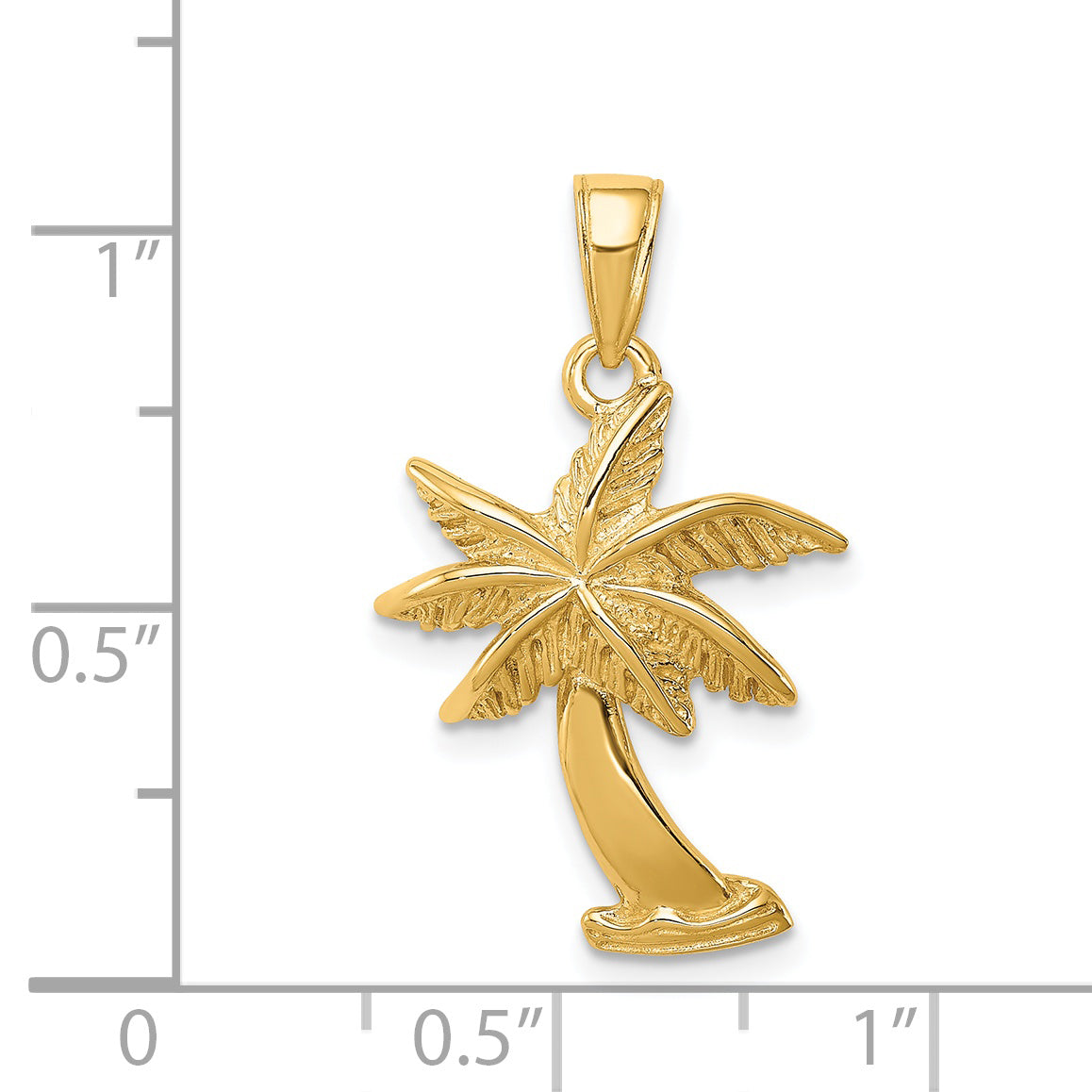 14K Gold Men's Palm Tree Pendant with Solid Cast Design  Elegant and Durable