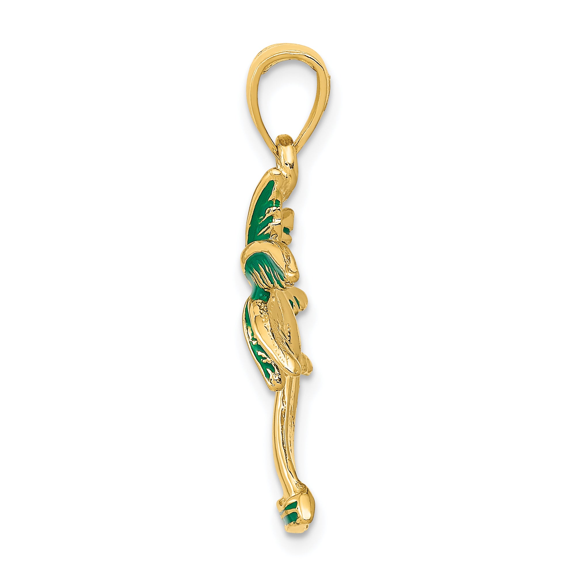 14K Gold Enameled Palm Tree Pendant with Green Accents  Elegant Tropical Charm Secondary image