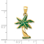 14K Gold Enameled Palm Tree Pendant with Green Accents  Elegant Tropical Charm