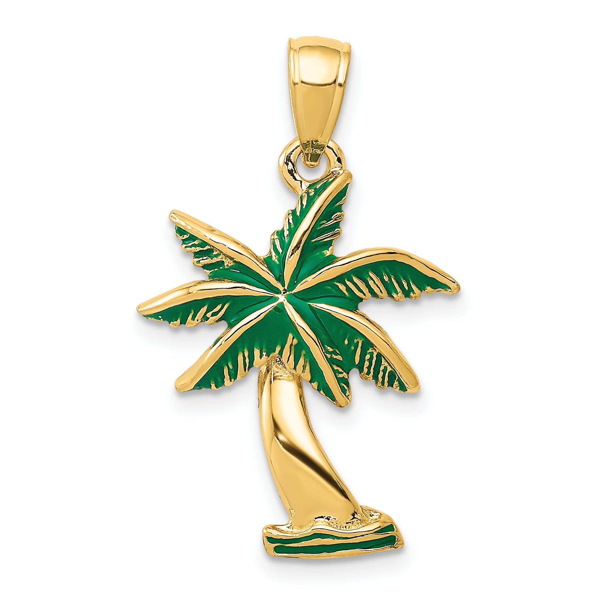 14k Enameled Palm Tree Pendant Main image