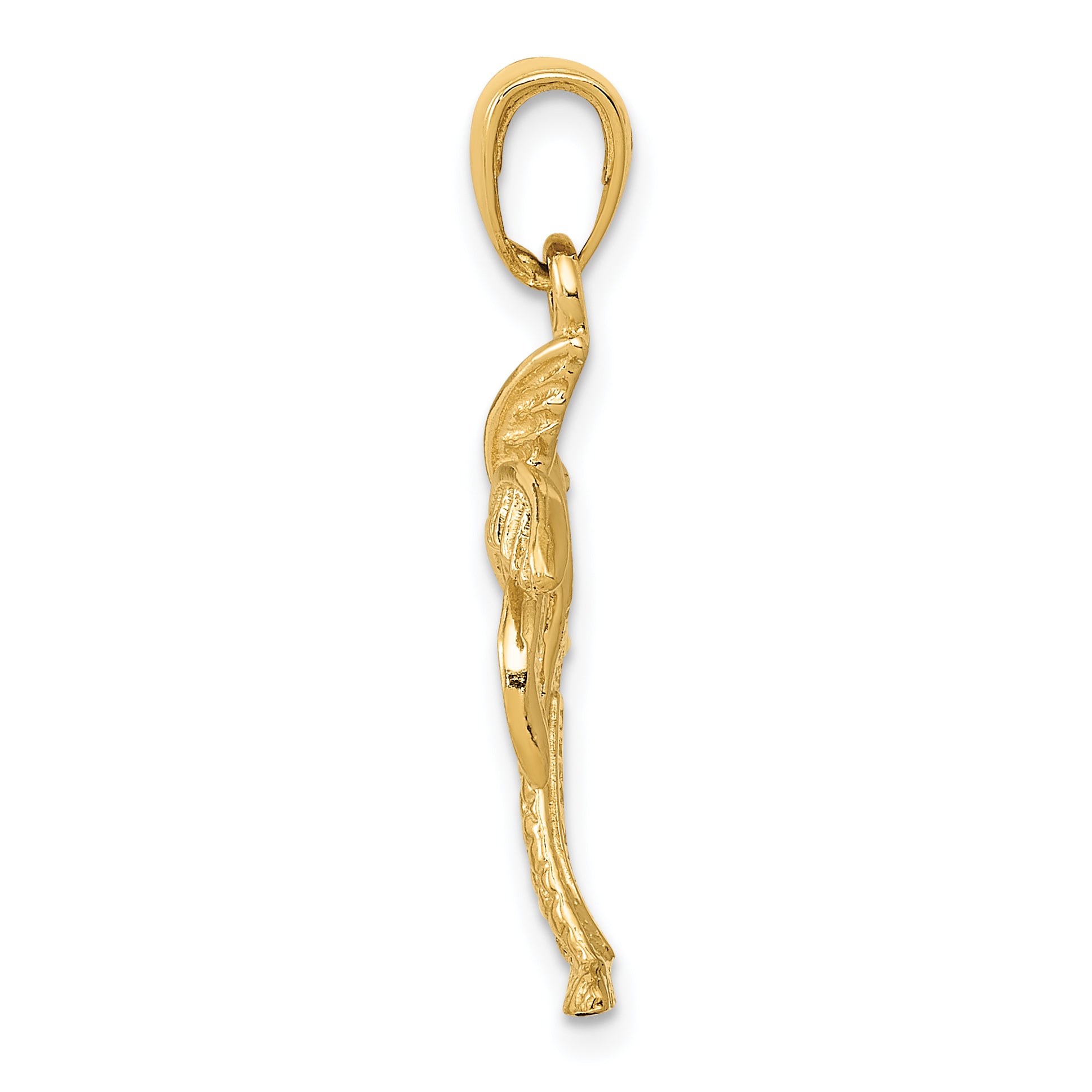 14K Gold Men's Palm Tree Pendant  Solid Casted Design, 28mm Length