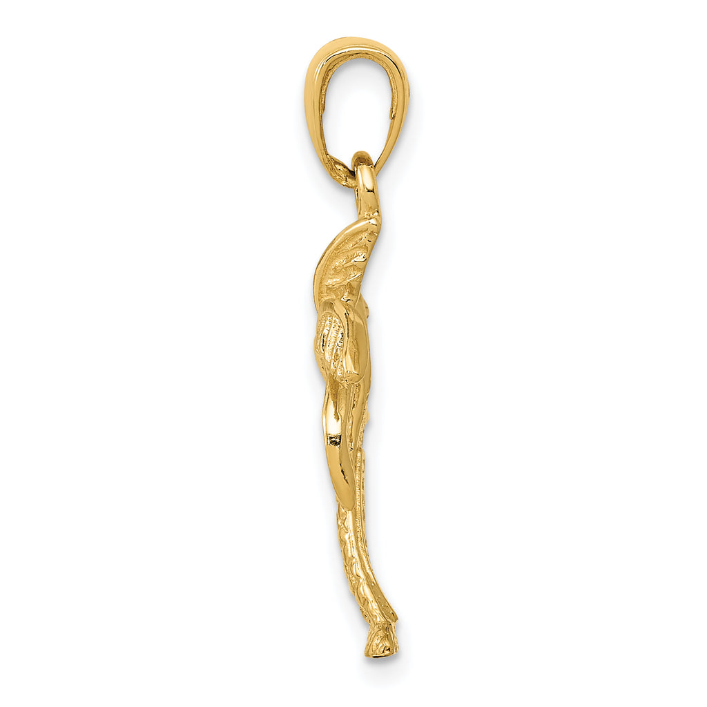 14K Gold Men's Palm Tree Pendant  Solid Casted Design, 28mm Length