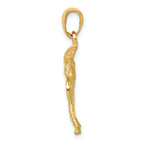 14K Gold Men's Palm Tree Pendant  Solid Casted Design, 28mm Length