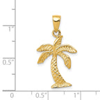 14K Gold Men's Palm Tree Pendant  Solid Casted Design, 28mm Length