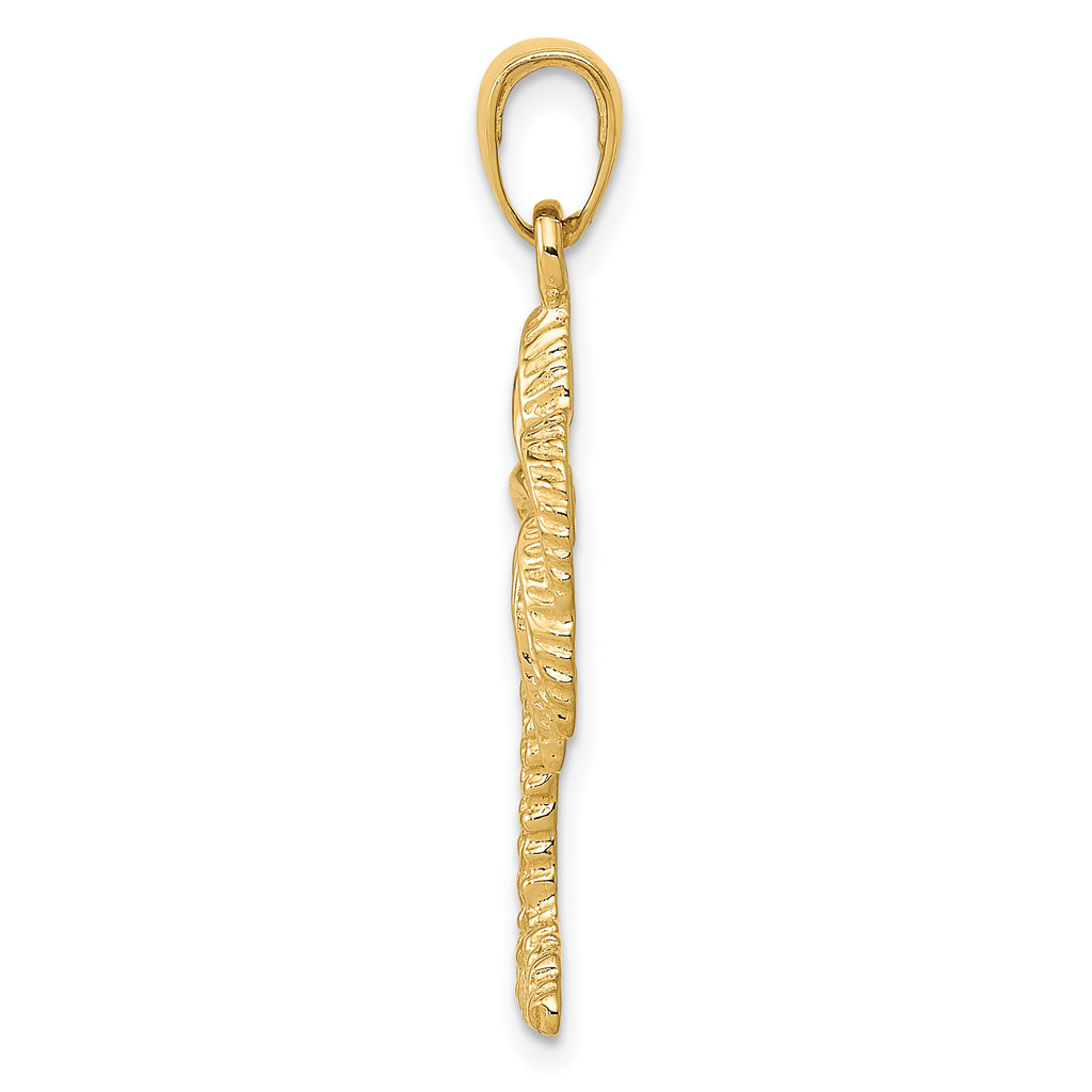 14K Gold Palm Tree Pendant for Men Solid, Casted Design