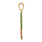 14K Gold Enameled Palm Tree Pendant with Green and Brown Accents