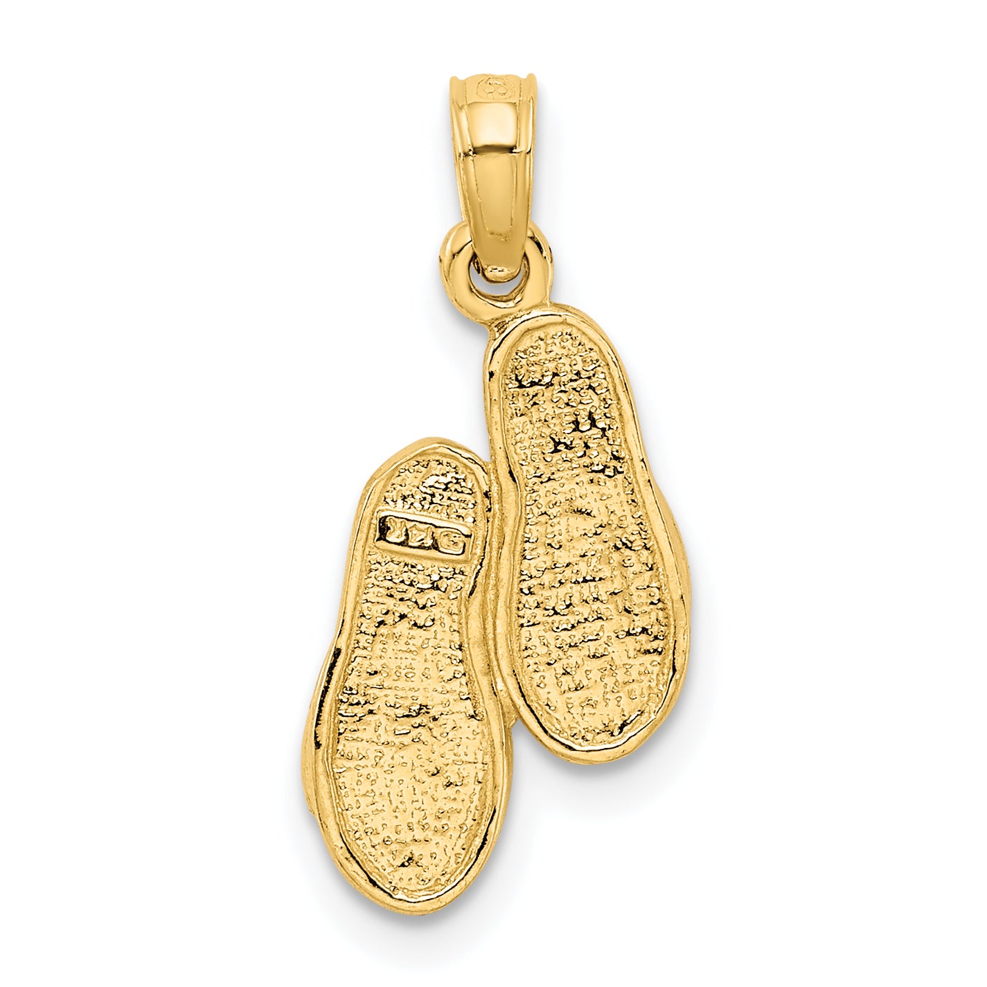 14K Gold 3D Flip Flops Pendant  Solid, Casted, Themed Charm