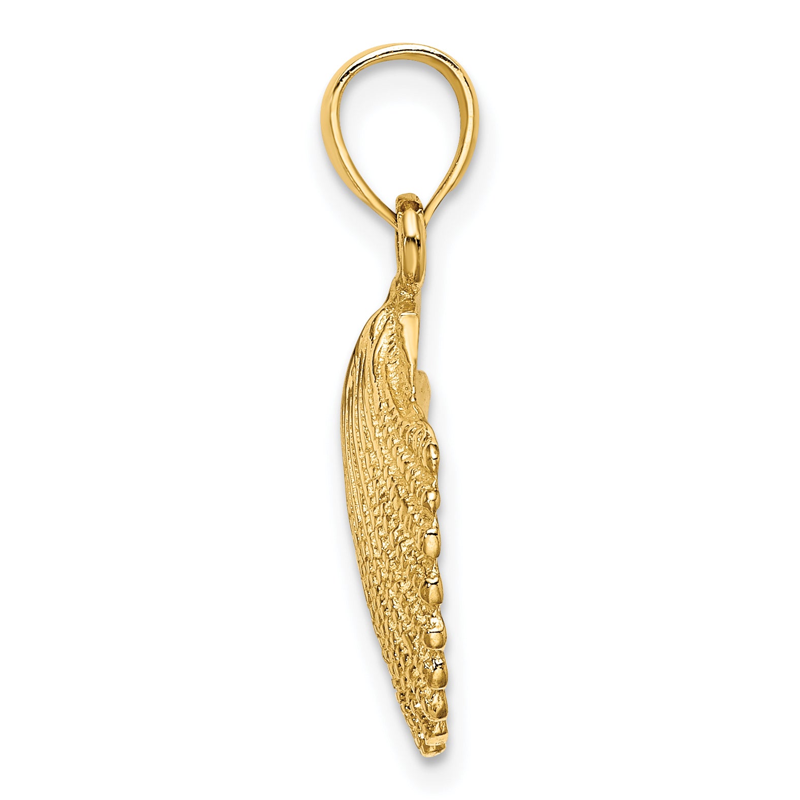 14K Gold Scallop Shell Pendant for Men with Polished Textured Finish Secondary image