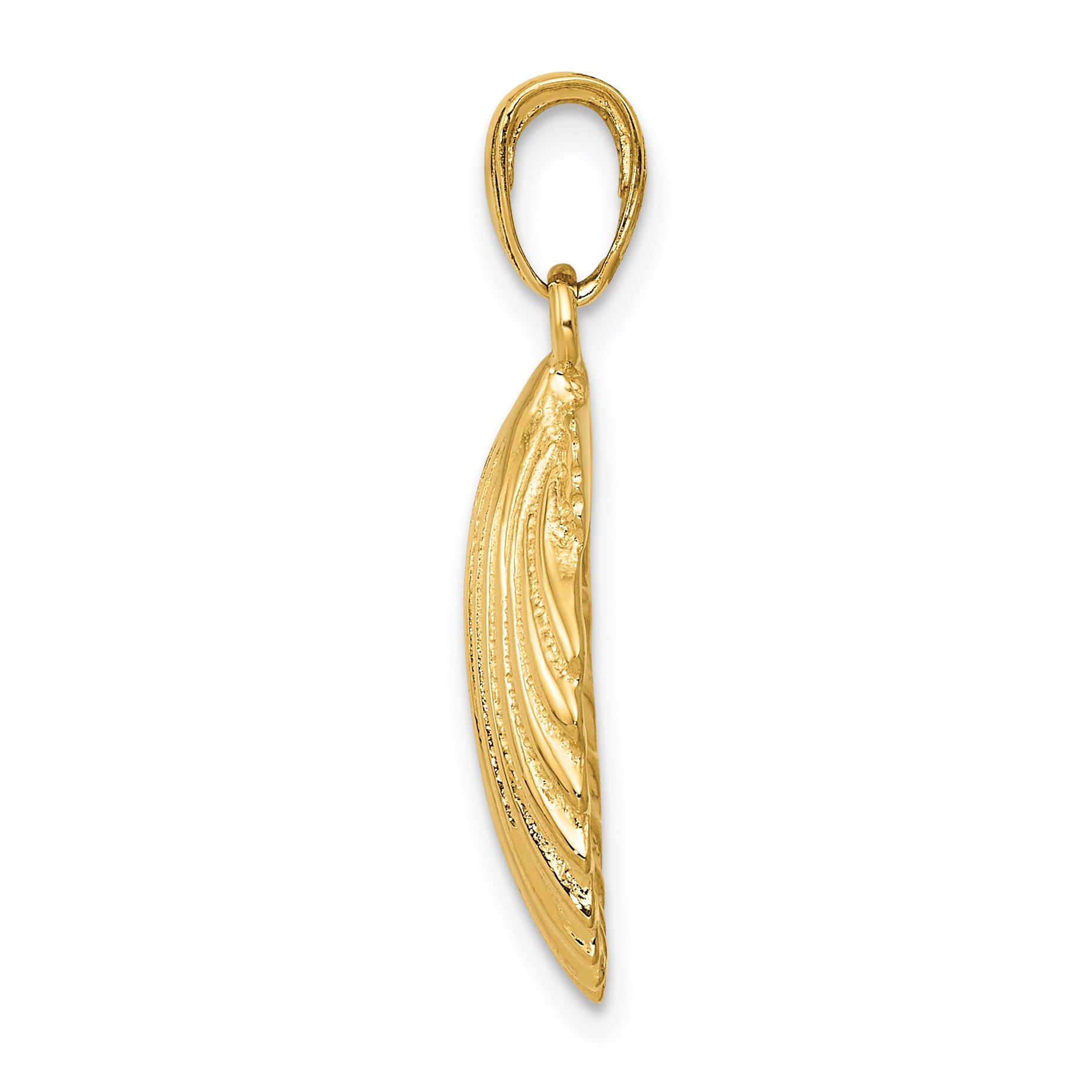 14K Gold Scallop Shell Pendant for Men with Polished Finish Secondary image