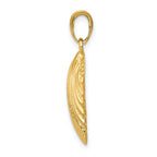 14K Gold Scallop Shell Pendant for Men with Polished Finish