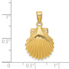 14K Gold Scallop Shell Pendant for Men with Polished Finish