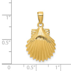 14K Gold Scallop Shell Pendant for Men with Polished Finish