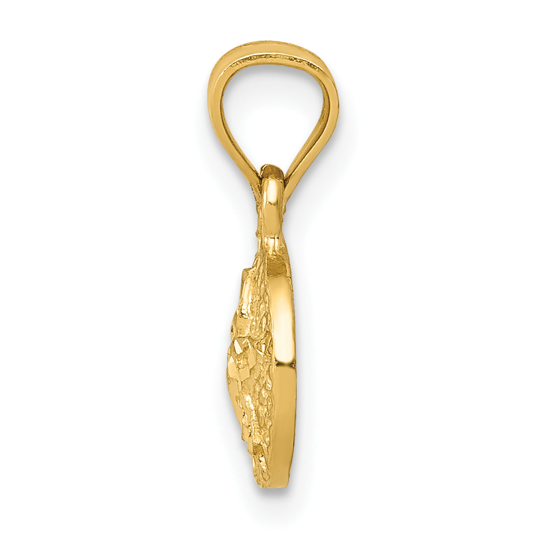14K Gold Sand Dollar Pendant with Polished Textured Finish