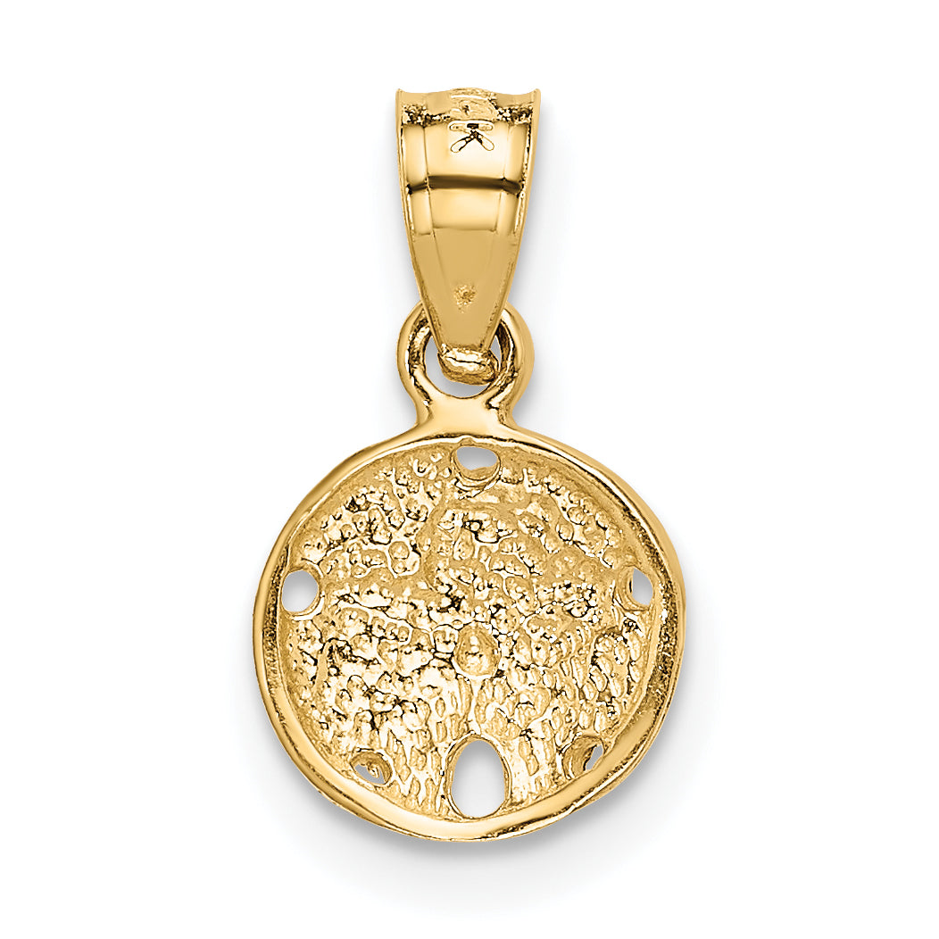 14K Gold Sand Dollar Pendant with Polished Textured Finish