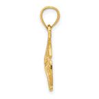 14K Yellow Gold Sand Dollar Pendant with Polished Diamond-Cut Texture