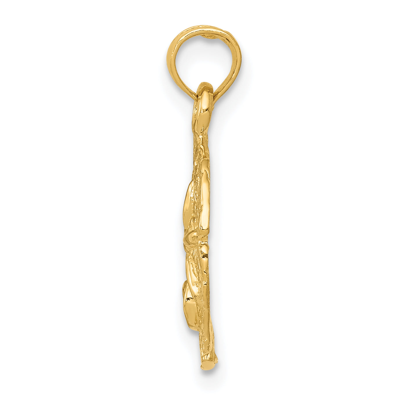 14K Gold Sand Dollar Pendant with Polished Finish  Textured, Solid Craftsmanship
