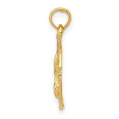 14K Gold Sand Dollar Pendant with Polished Finish  Textured, Solid Craftsmanship