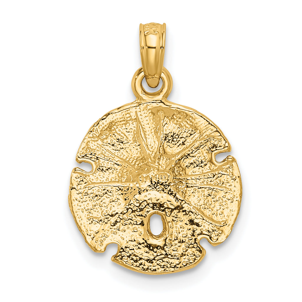 14K Gold Sand Dollar Pendant with Polished Finish  Textured, Solid Craftsmanship