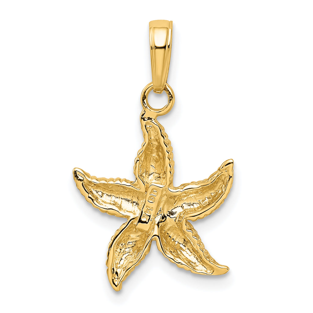 14K Gold Starfish Pendant for Men with Polished Finish and Textured Design