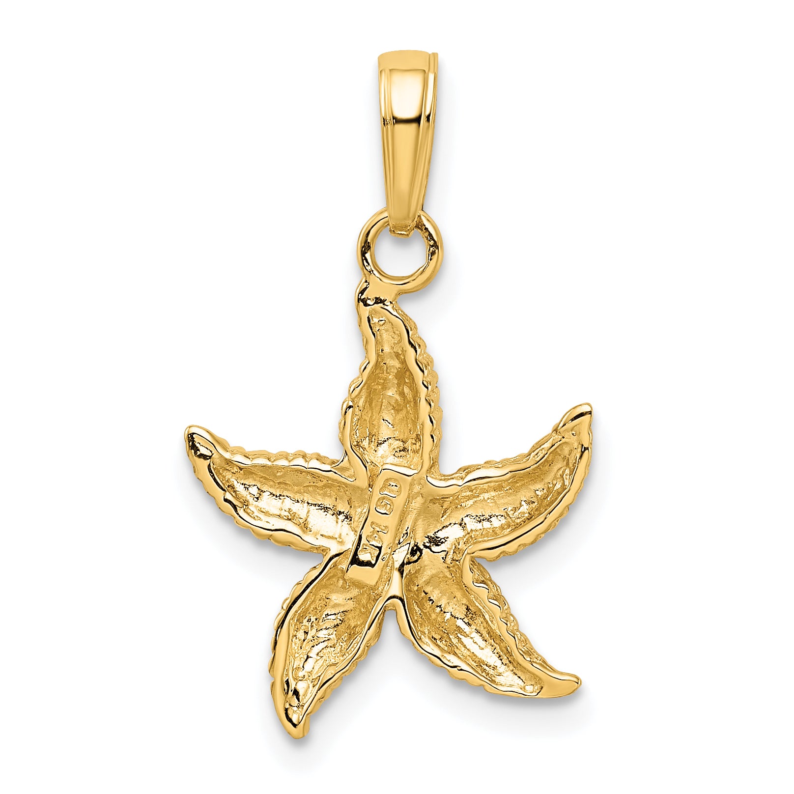 14K Gold Starfish Pendant for Men with Polished Finish and Textured Design