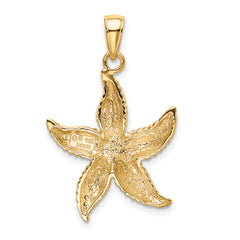 14K Gold Starfish Pendant for Men with Textured Design
