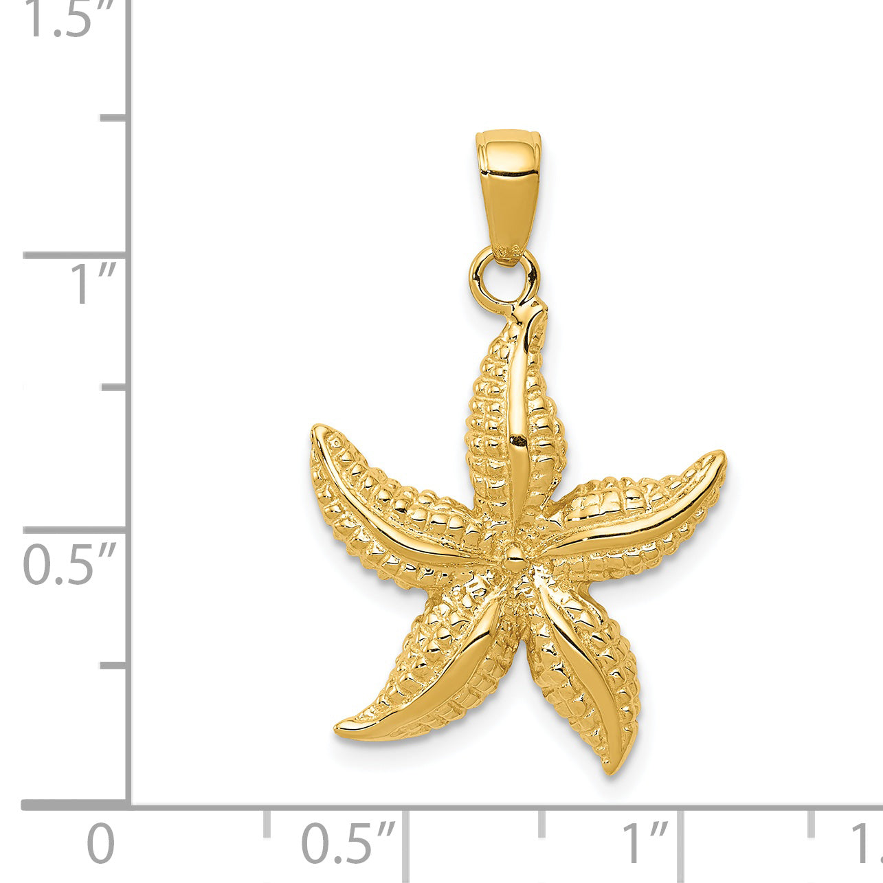 14K Gold Starfish Pendant for Men with Textured Design