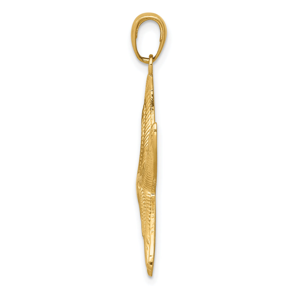 14K Gold Diamond-Cut Starfish Pendant for Men Polished Solid Finish