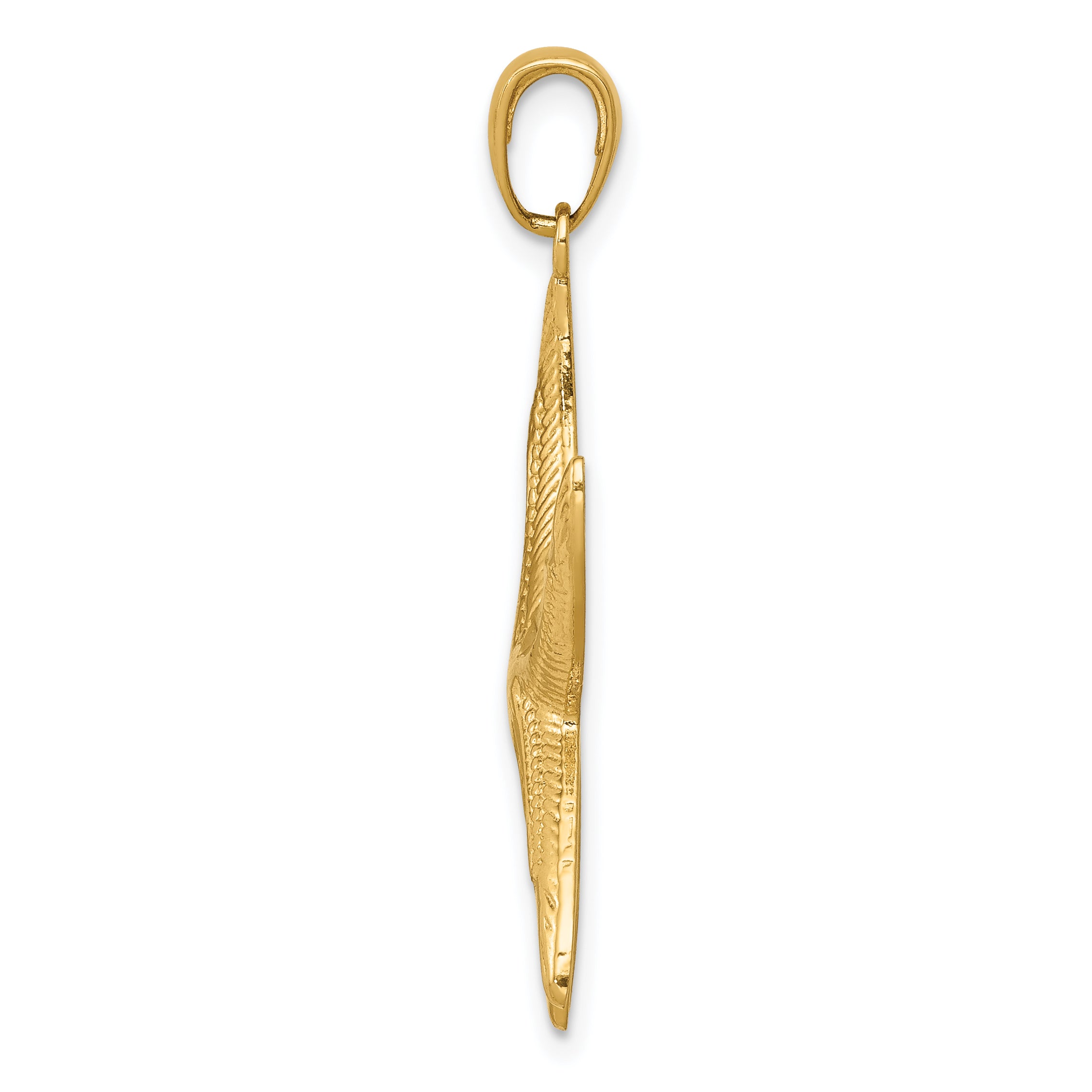 14K Gold Diamond-Cut Starfish Pendant for Men Polished Solid Finish