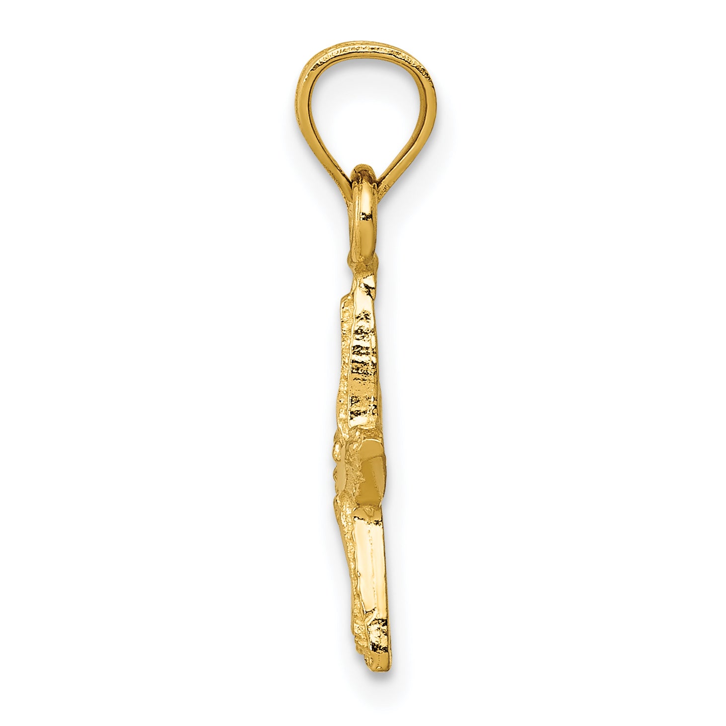 14K Gold Starfish Pendant with Polished Diamond-Cut Finish