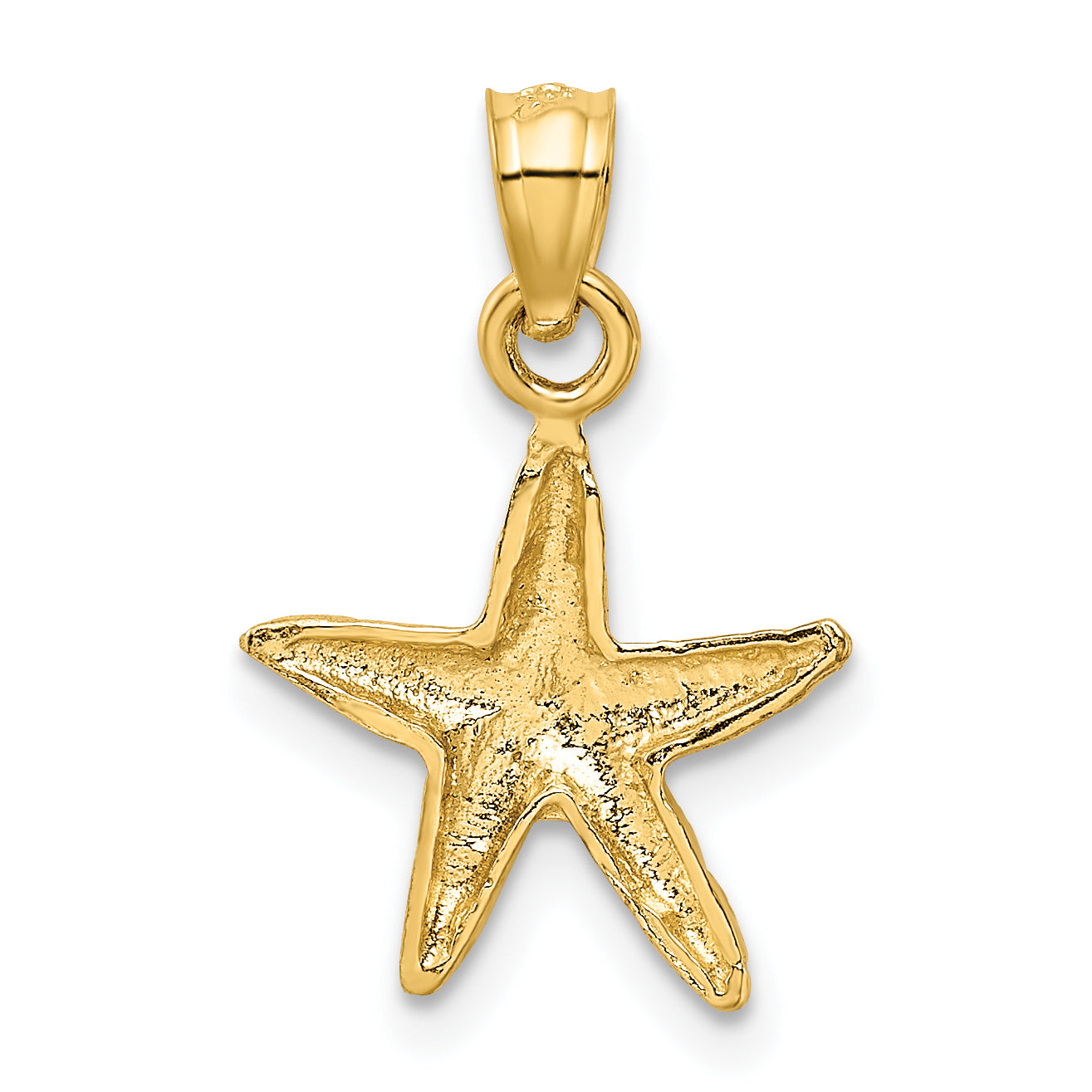 14K Gold Starfish Pendant with Polished Diamond-Cut Finish