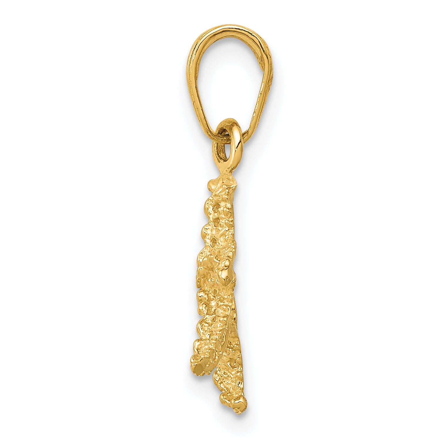14K Gold Polished Starfish Pendant for Men  Solid, Textured, Elegant Design