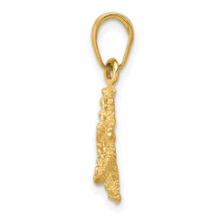 14K Gold Polished Starfish Pendant for Men  Solid, Textured, Elegant Design