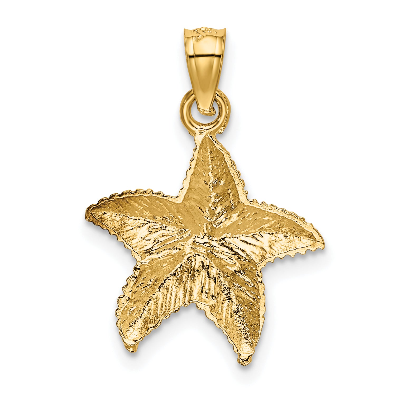 14K Gold Starfish Pendant with Polished Textured Finish, Cast Solid