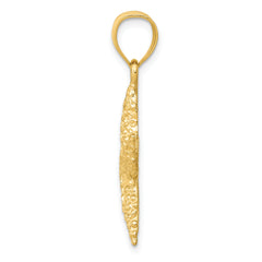 14K Gold Starfish Pendant with Polished Finish, Textured Design for Men