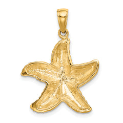 14K Gold Starfish Pendant for Men with Polished Textured Finish