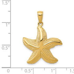 14K Gold Starfish Pendant for Men with Polished Textured Finish