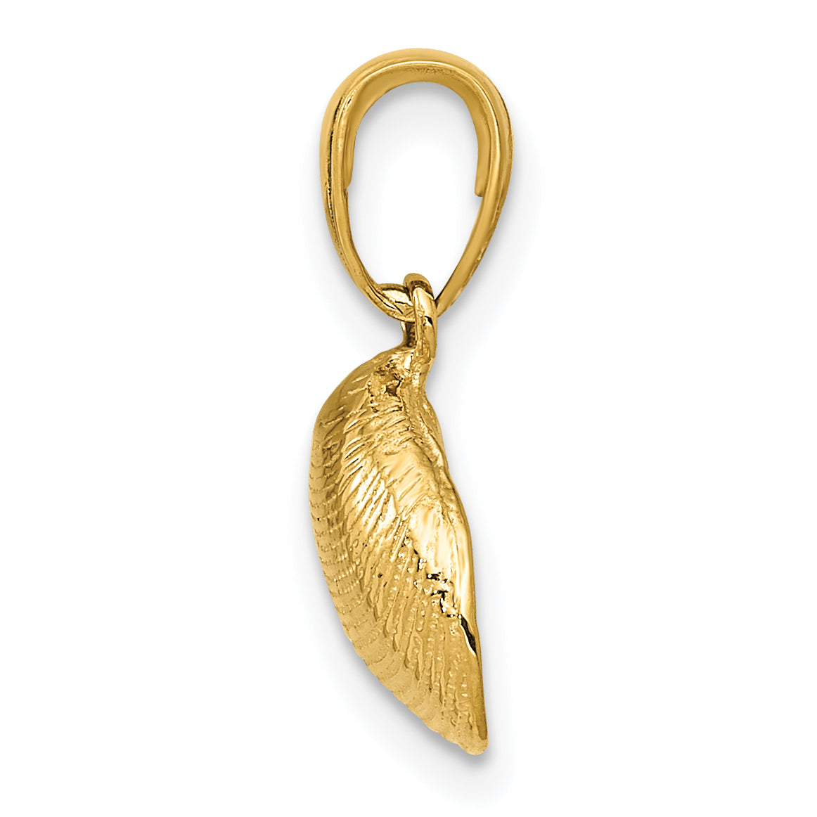 14K Gold Clam Shell Pendant with Polished Textured Finish for Men Secondary image
