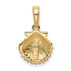 14K Gold Scallop Shell Pendant with Polished Textured Finish Elegant Charm