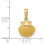 14K Gold Scallop Shell Pendant with Polished Textured Finish Elegant Charm