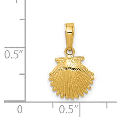 14K Gold Scallop Shell Pendant with Polished Textured Finish Elegant Charm