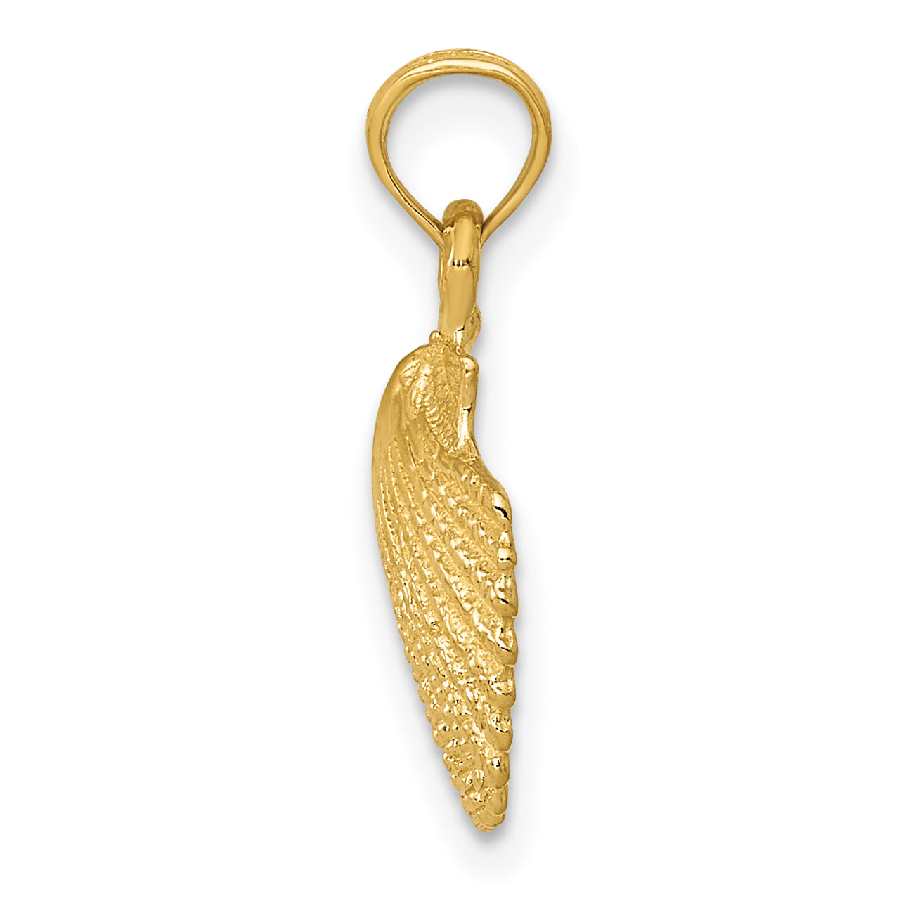 14K Gold Scallop Shell Pendant with Polished Textured Finish Secondary image