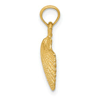 14K Gold Scallop Shell Pendant with Polished Textured Finish