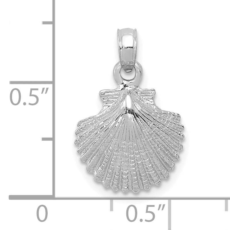 14K White Gold Scallop Shell Pendant